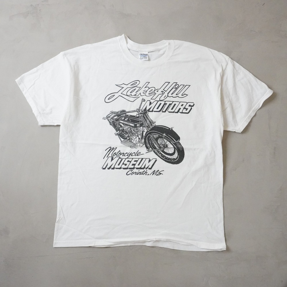Gildan Lake Hill Motors Motorcycle Museum T-Shirt XL Mens White Corinth MS Promo